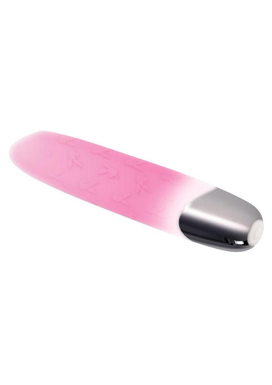 Playboy Bunnies On Parade Rechargeable Silicone Vibrator with Clitoral Stimulator - Pink