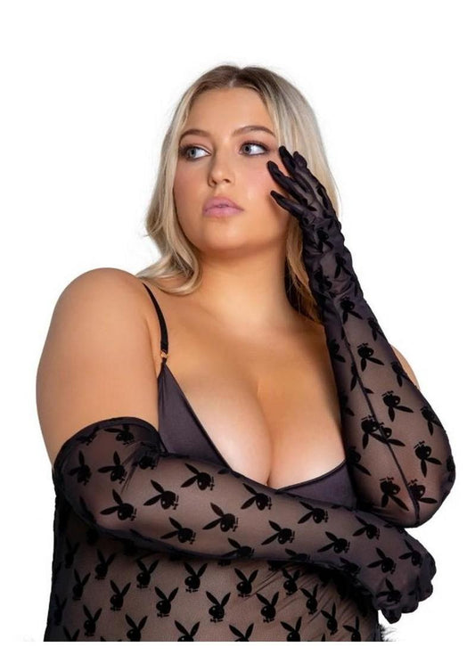 Playboy Bunny Noir Gloves - Black - Queen Roleyplay 