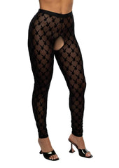Playboy Burnout Bunny Footless Tights - Black/White - One Size