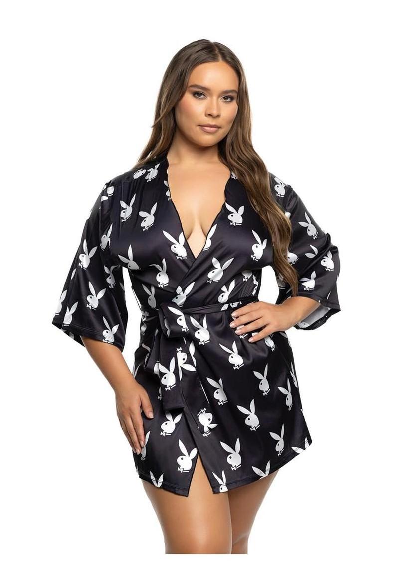 black satin long sleeve robe