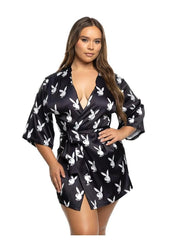black satin long sleeve robe