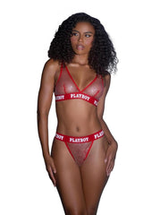 Playboy Galaxy Bunny - Black/Red - Medium/Small - 2 Piece/Set