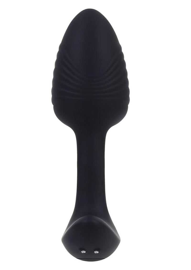 waterproof silicone anal plug featuring unique flicking shaft and vibrating functions for deep stimulation