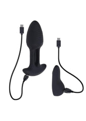 rechargeable flicking anal plug with wireless remote and ridged texture for thrilling anal experiences
