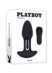playboy rim shot rechargeable anal plug with flicking motion and remote control for intense backdoor pleasure