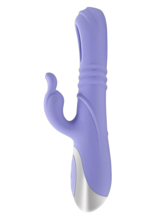 Playboy Tap Me In Rechargeable Silicone Dual Vibrating Rabbit - Purple