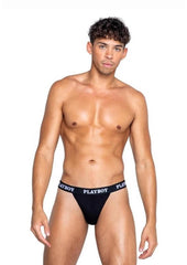 Playboys Mens Modal Gym Thong - Black/White - Large