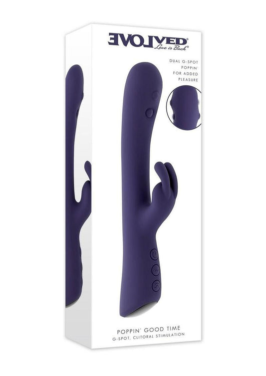 Poppin Good Time Rechargeable Silicone Rabbit Vibrator - Purple