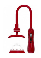 Pumped Automatic Rechargeable Vulva and Breast Pump with Rotating and Vibrating Tongue - Red
