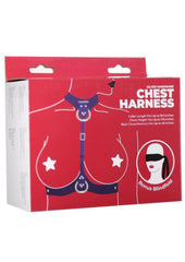 punishment adjustable bondage body harness with silver d rings and purple leather design for fetish fashion