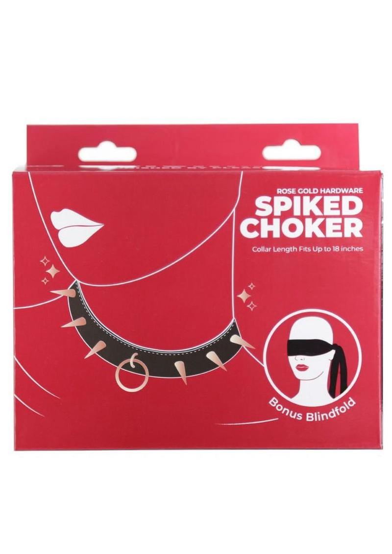 punishment spiked bondage choker with rose gold studs and adjustable black collar for kinky fashion