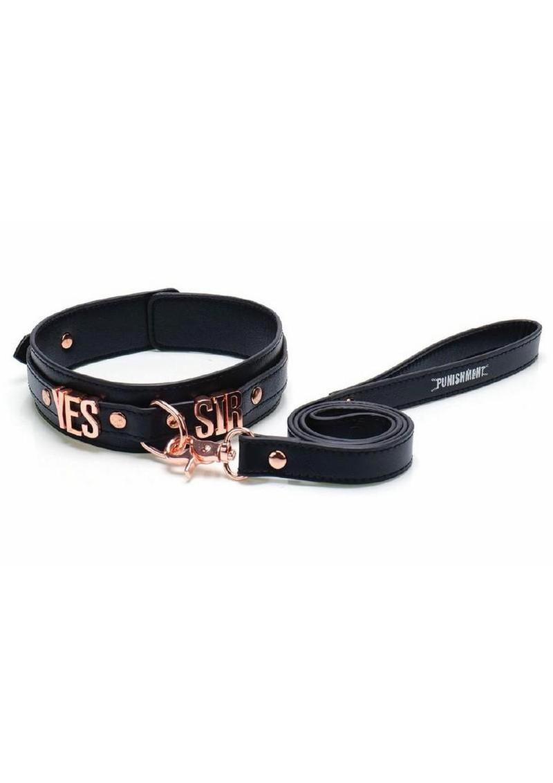 Punishment Yes Sir Collar/Leash - Rose Gold