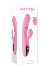 Silicone rabbit vibrator with pushing G spot bud and clitoral power
