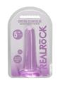 Realrock Crystal Clear Non Realistic Dildo with Suction Cup - Clear/Purple - 5.3in