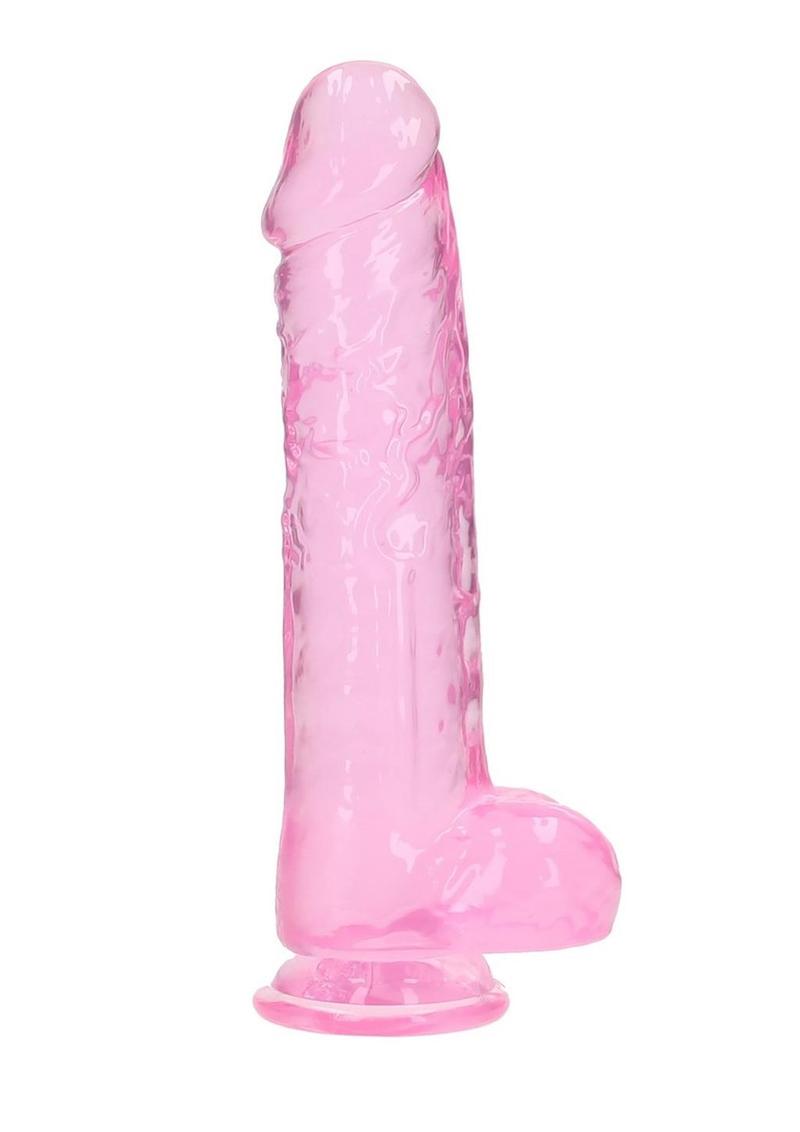 Realrock Crystal Clear Realistic Dildo with Balls - Clear/Pink - 10in