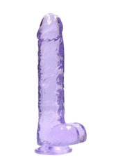 Realrock Crystal Clear Realistic Dildo with Balls - Clear/Purple - 10in