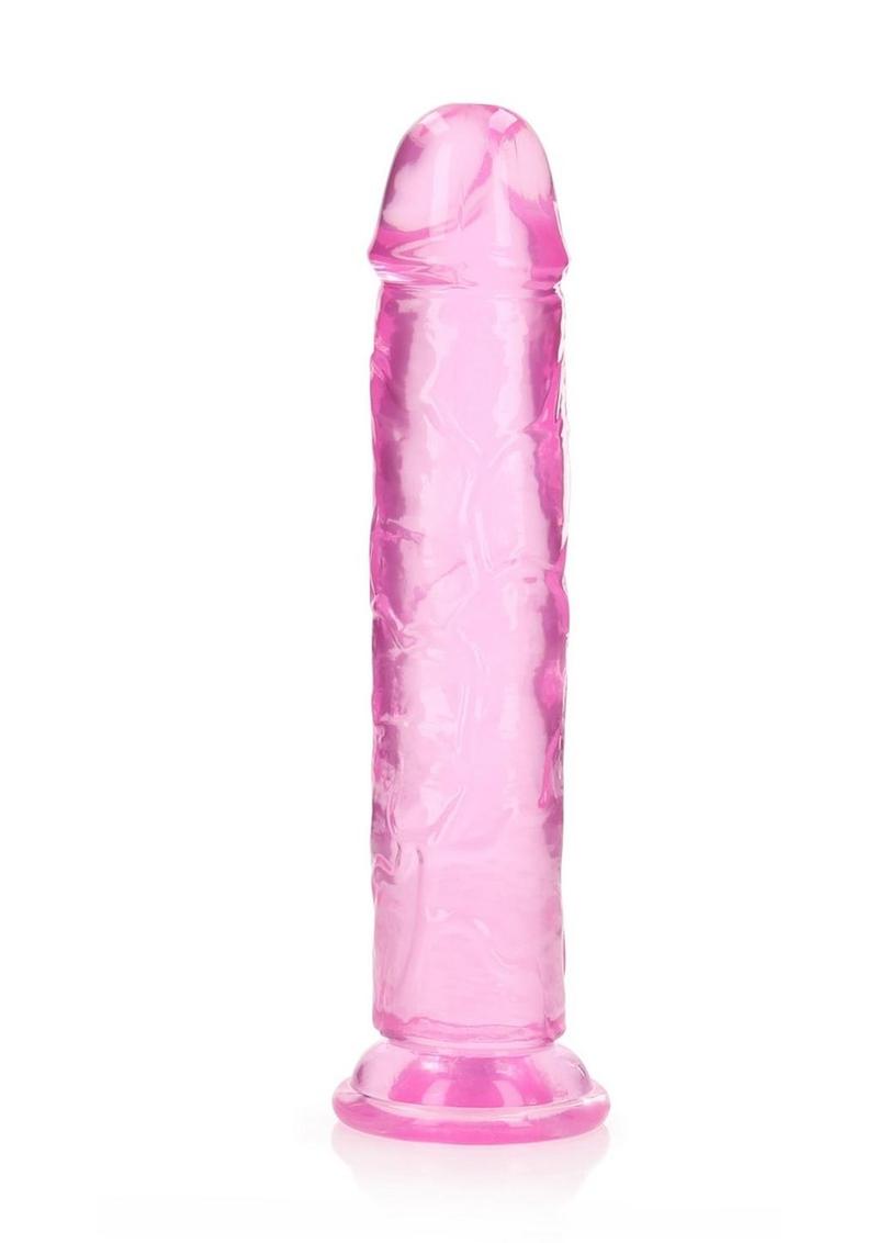 Realrock Crystal Clear Straight No Balls Dildo - Clear/Pink - 10in