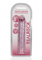 Realrock Crystal Clear Straight No Balls Dildo - Clear/Pink - 8in