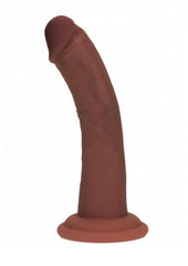 Realrock Dual Layered Silicone Curved Realistic Dildo with Suction Cup - Chocolate - 6in