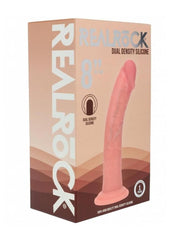 Realrock Dual Layered Silicone Curved Realistic Dildo with Suction Cup - Vanilla - 8in