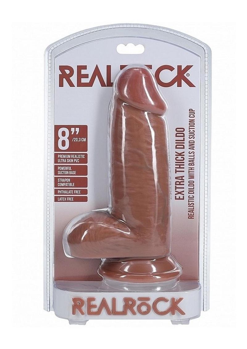 Realrock Ultra Realistic Skin Extra Thick with Balls - Caramel - 8in