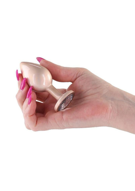 Shiny chrome anal plug with tapered tip designed for smooth penetration and erotic anal play