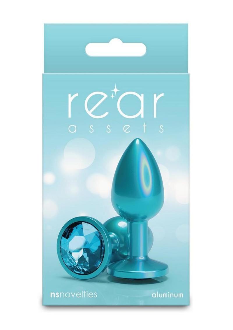 Rear Assets Chrome Anal Plug -Shiny chrome anal plug with tapered tip designed for smooth penetration and erotic anal play  Teal - Small