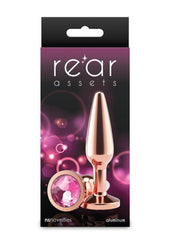 Shiny aluminum anal plug with tapered design - Rose Gold - Medium