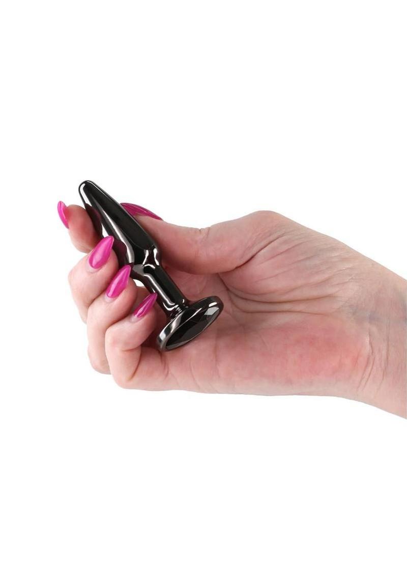 Chrome-plated aluminum anal toy with tapered shaft