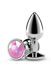 Rear Assets Silver Anal Plug - Pink Gem - Small