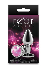 Rear Assets Silver Anal Plug - Pink Gem - Small