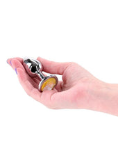 small chrome anal plug with yellow gem