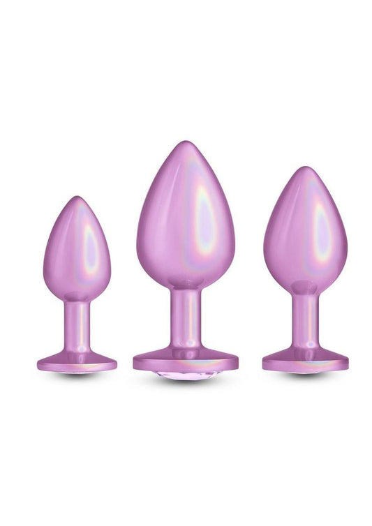 Rear Assets Trainer Chrome Plated Anal Plugs Kit (3pc Set) - Iridescent - Pink