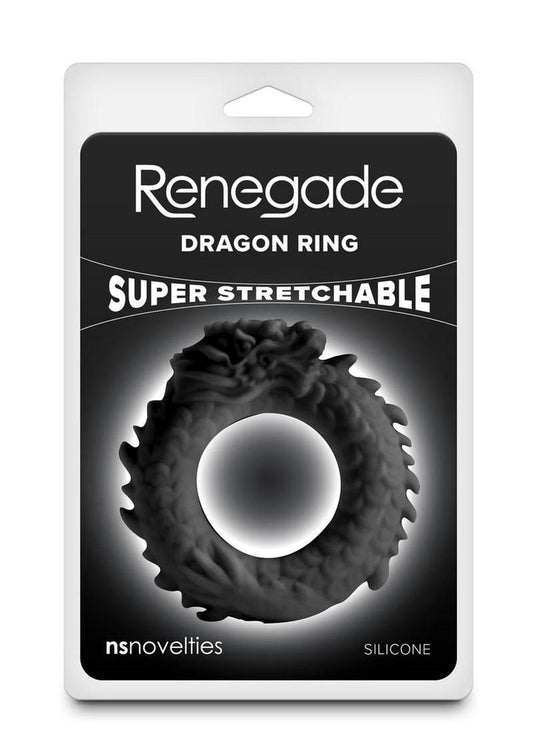 Renegade Dragon Silicone Cock Ring - Black
