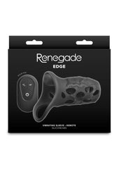 Renegade Edge Rechargeable Silicone Vibrating Penis Sleeve with Remote - Black