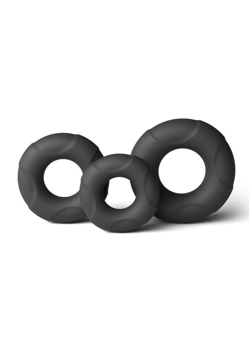 three pack silicone cock rings black