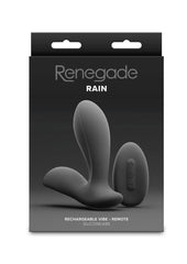 Renegade Rain Rechargeable Silicone Prostate and Taint Massager with Remote Control - Black