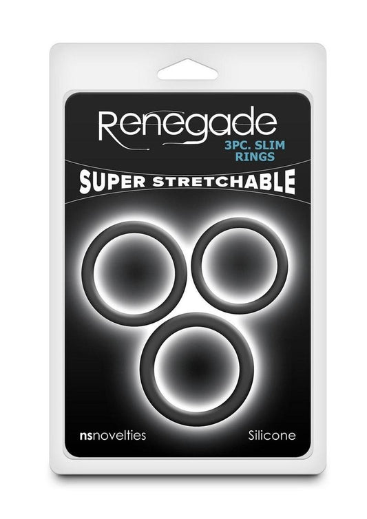 Renegade Slim Silicone Rings - Black - 3pc/Set