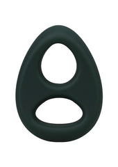 Black rubber ring with two circular holes for cock and ball torture