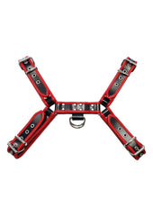 Rouge Over The Head Adjustable Leather Front Harness - Black/Red - XXLarge