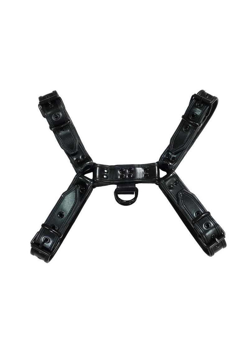 Rouge Over The Head Adjustable Leather Harness - Black - XXLarge