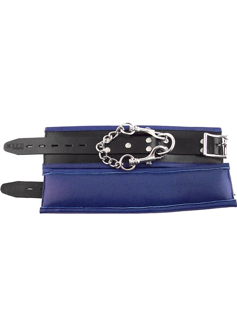 Rouge Padded Leather Adjustable Wrist Cuffs - Black/Blue