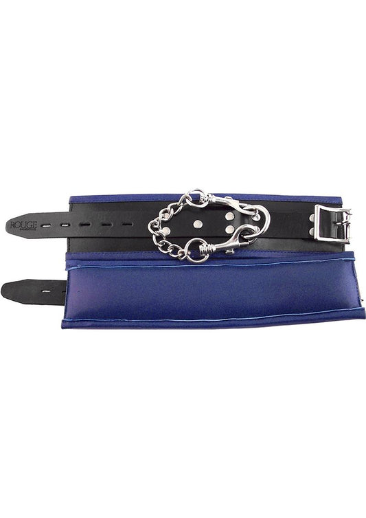 Rouge Padded Leather Adjustable Wrist Cuffs - Black/Blue