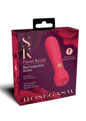 Secret Kisses Rosegasm Floral Boost Rechargeable Silicone Bullet Vibrator - Red