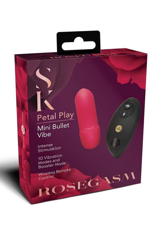 Secret Kisses Rosegasm Play Rechargeable Silicone Mini Bullet Vibrator - Red