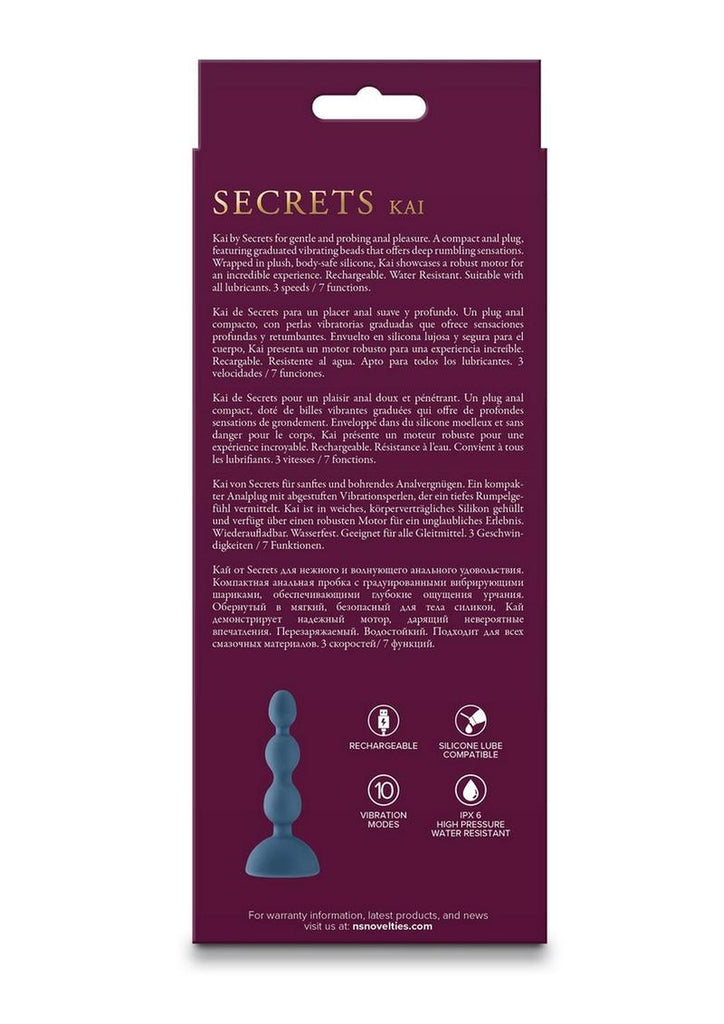 Secrets Kai Rechargeable Silicone Anal Plug  Primal Pleasure