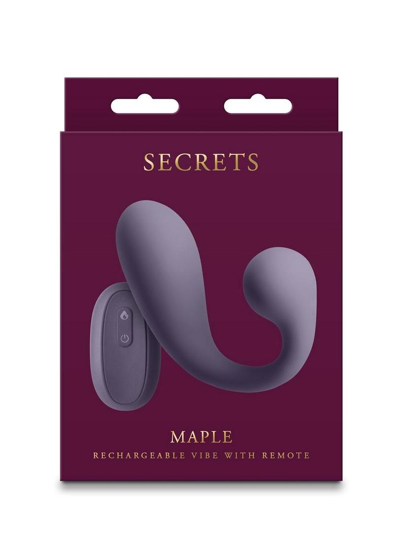 Secrets Maple Rechargeable Silicone G-Spot Warming Vibrator with Clitoral Stimulation - Purple