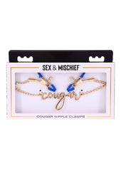 Sex and Mischief Cougar Nipple Clamps - Blue/Gold/Navy