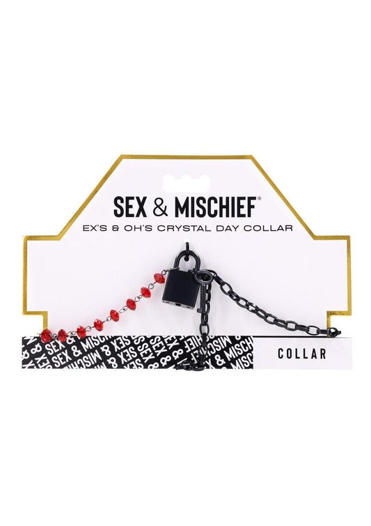 Sex and Mischief Ex's Andamp; Oh's Crystal Day Collar - Black/Red