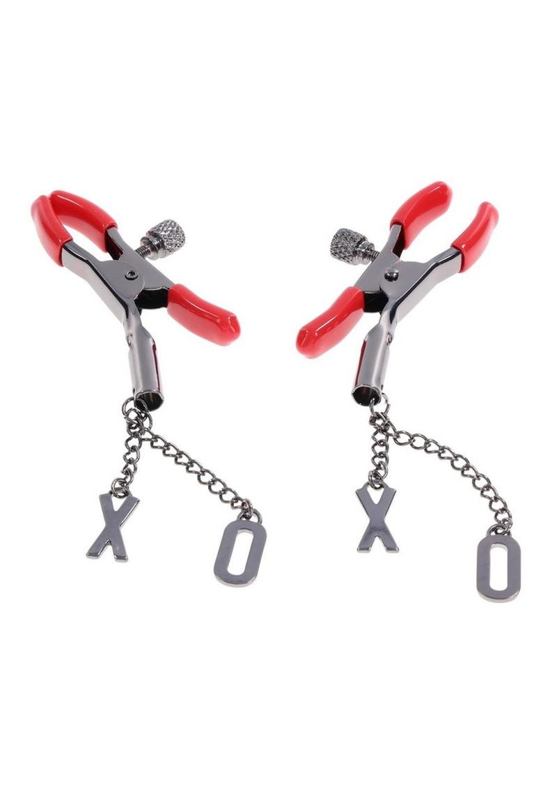 Sex and Mischief Ex's Andamp; Oh's Nipple Clamps - Black/Red